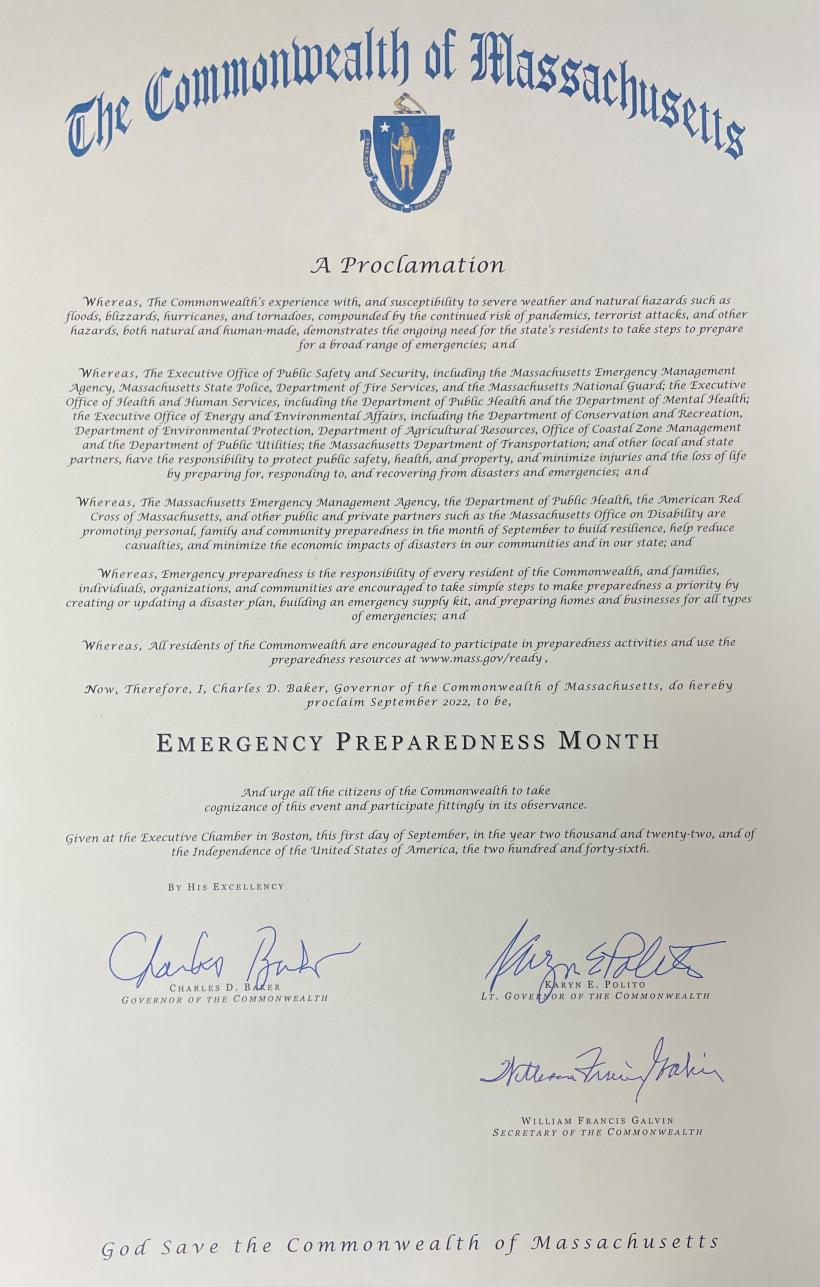 Preparedness Month Proclamation